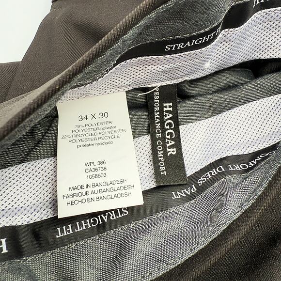 HAGGAR Men's Performance Comfort Dress Pant Straight Fit Black 34W x 30L NWT - Picture 9 of 12